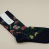 andè strømper - Mørkeblå med blomster