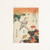 Japansk kort med fugl og orange blomster