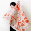 Japansk vægtæppe: Furoshiki med japanske motiver i rød