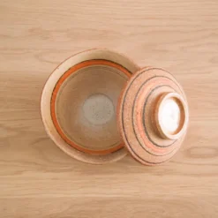 Lågkrukke - Rustik med orange og brune ringe