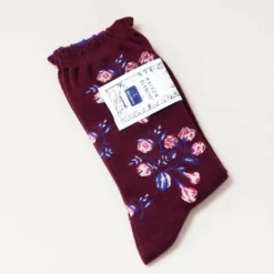 Maison Blanche strømper - Bordeaux med blomster