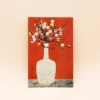 Postkort - Rød med vase og blomster