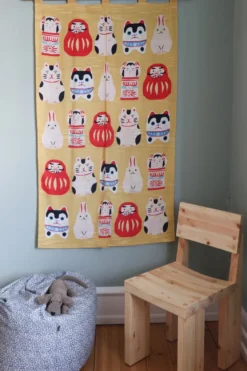 Vægtæppe med japanske figurer - Gul